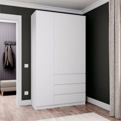 Шкаф трёхстворчатый распашной «Мадера», 3 ящика, 1200×520×2100 мм, цвет белый