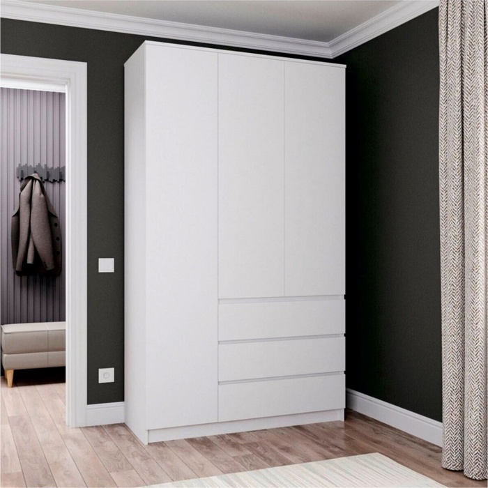 Шкаф трёхстворчатый распашной «Мадера», 3 ящика, 1200×520×2100 мм, цвет белый - Фото 1