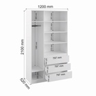 Шкаф трёхстворчатый распашной «Мадера», 3 ящика, 1200×520×2100 мм, цвет белый - Фото 2