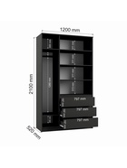 Шкаф распашной трёхстворчатый «Мадера», 3 ящика, 1200×520×2100 мм, цвет графит - Фото 2