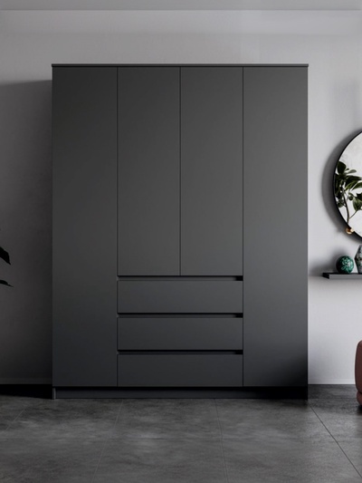 Шкаф четырёхстворчатый распашной «Мадера», 3 ящика, 1600×520×2100 мм, цвет графит