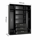 Шкаф четырёхстворчатый распашной «Мадера», 3 ящика, 1600×520×2100 мм, цвет графит - Фото 2