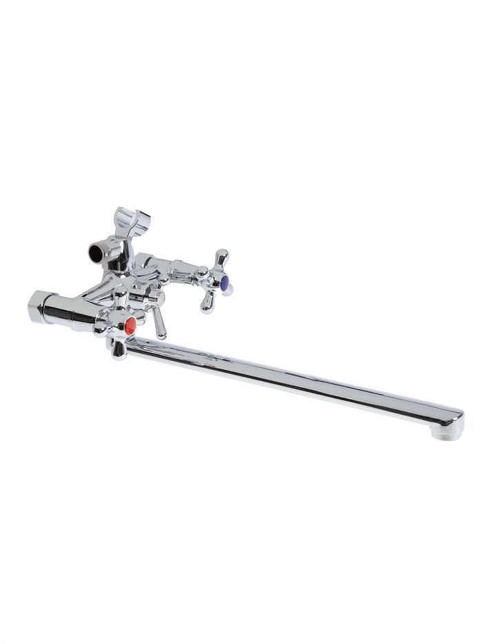 УЦЕНКА Смеситель для ванны ZEIN ZC2051, излив 30 см, кран-букса латунь 1/2", душевой набор - Фото 1