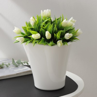 Кашпо для цветов со вставкой «Лагуна», 1.5 л, d=16 см, h=15 см, белое