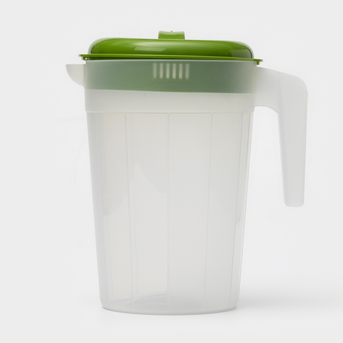 Кувшин с крышкой, 2.5 л, 20×14.5×22 см, пластик, зелёный - Фото 1