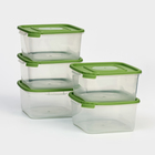 Набор контейнеров пищевых RICCO, 5 шт, 460 мл, 11×11×11 см, квадратные, цвет зелёный - фото 318986612