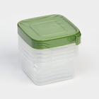 Набор контейнеров пищевых Доляна, 5 шт, 460 мл, 11×11×11 см, квадратные, цвет зелёный - фото 4625305