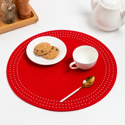 Набор салфеток сервировочных «Доляна. Стиль», 2 шт., красные, круглые, d=38 см