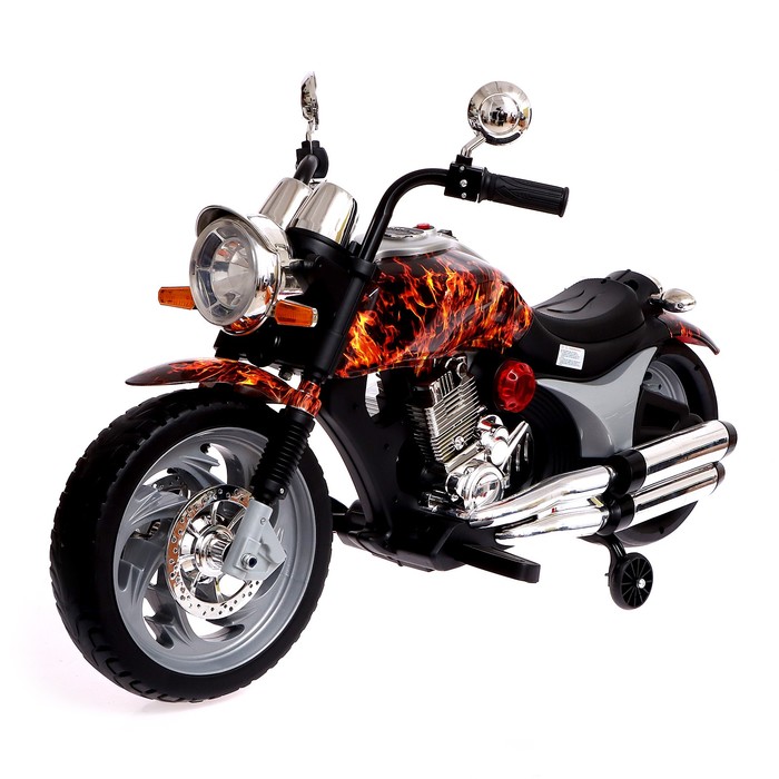 Электромотоцикл «Чоппер», 2 мотора, цвет пламя, глянец, уценка (нет опорной спинки, фальшивые амортизаторы) - Фото 1