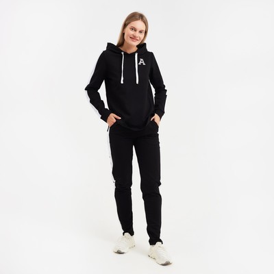 Костюм женский (толстовка/брюки) Шарлотта, цвет чёрный, размер 52