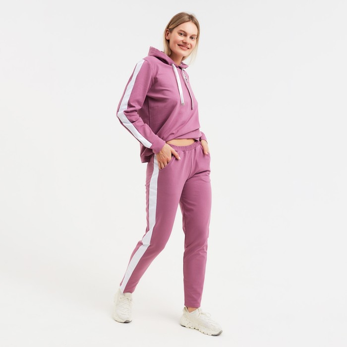 Костюм женский (толстовка/брюки) Шарлотта, цвет сухая роза, размер 46 55746