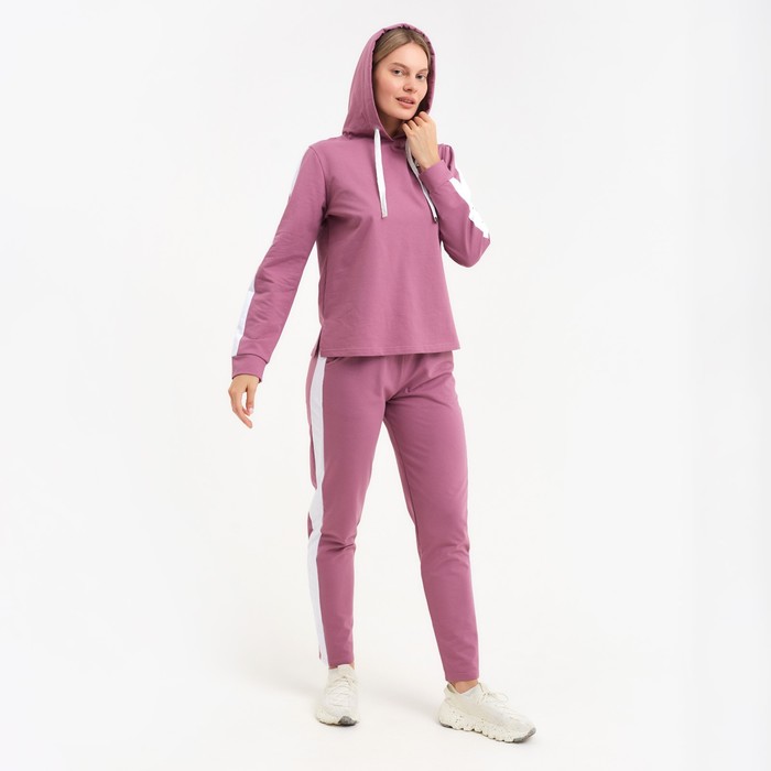 Костюм женский (толстовка/брюки) Шарлотта, цвет сухая роза, размер 46 55746