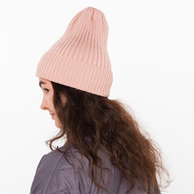 Шапка женская демисезонная, цвет пудра, размер 52-56