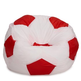 Кресло-мешок Мяч, размер 80 см, ткань оксфорд, цвет белый, красный