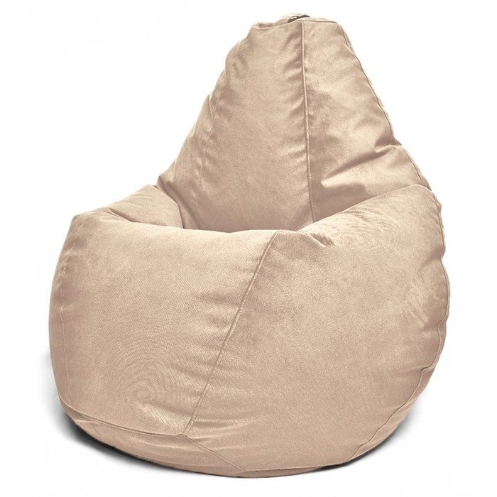 Кресло-мешок «Груша» Позитив Luma, размер M, диаметр 70 см, высота 90 см, велюр, цвет бежевый - Фото 1