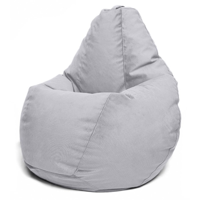 Кресло-мешок «Груша» Позитив Luma, размер M, диаметр 70 см, высота 90 см, велюр, цвет серый - Фото 1