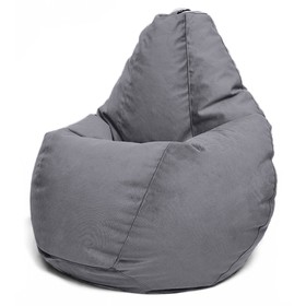 Кресло-мешок «Груша» Позитив Luma, размер M, диаметр 70 см, высота 90 см, велюр, цвет серый