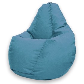 Кресло-мешок «Груша» Позитив Luma, размер M, диаметр 70 см, высота 90 см, велюр, цвет синий