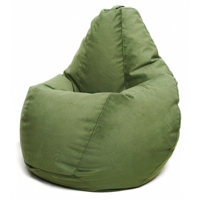 Кресло-мешок «Груша» Позитив Luma, размер M, диаметр 70 см, высота 90 см, велюр, цвет зелёный
