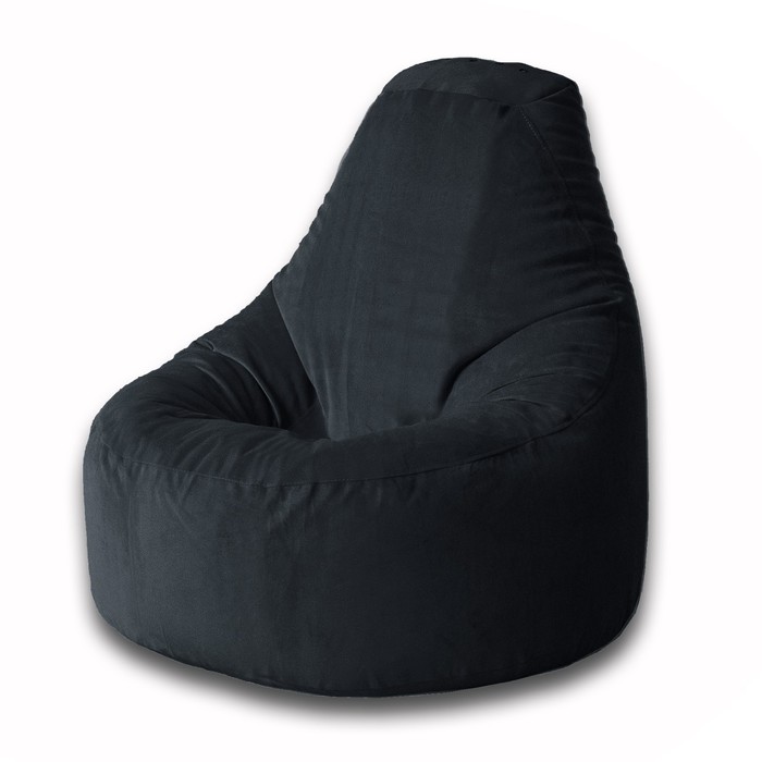 Кресло-мешок «Груша» Позитив Luma, размер M, диаметр 70 см, высота 90 см, велюр, цвет чёрный - Фото 1