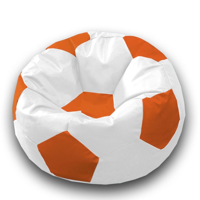 Кресло-мешок «Мяч», размер 70 см, см, искусственная кожа, цвет белый, оранжевый - Фото 1