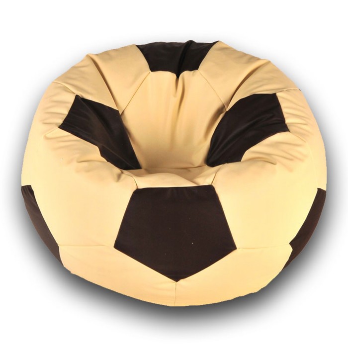 Кресло-мешок «Мяч», размер 80 см, см, искусственная кожа, бежевый, чёрный - Фото 1
