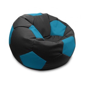 Кресло-мешок «Мяч», размер 80 см, см, искусственная кожа, чёрный, голубой