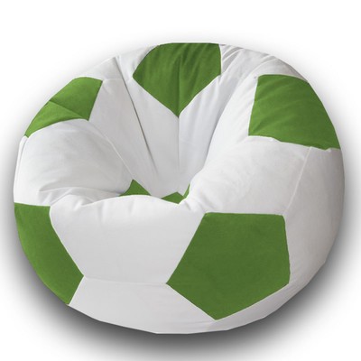 Кресло-мешок «Мяч», размер 70 см, см, велюр, цвет белый, зелёный