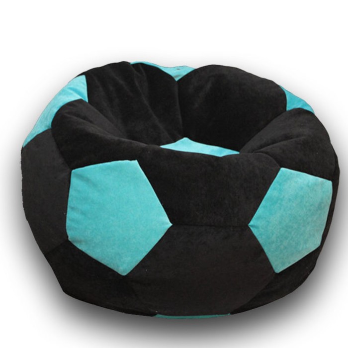 Кресло-мешок «Мяч», размер 100 см, см, велюр, цвет чёрный, бирюзовый