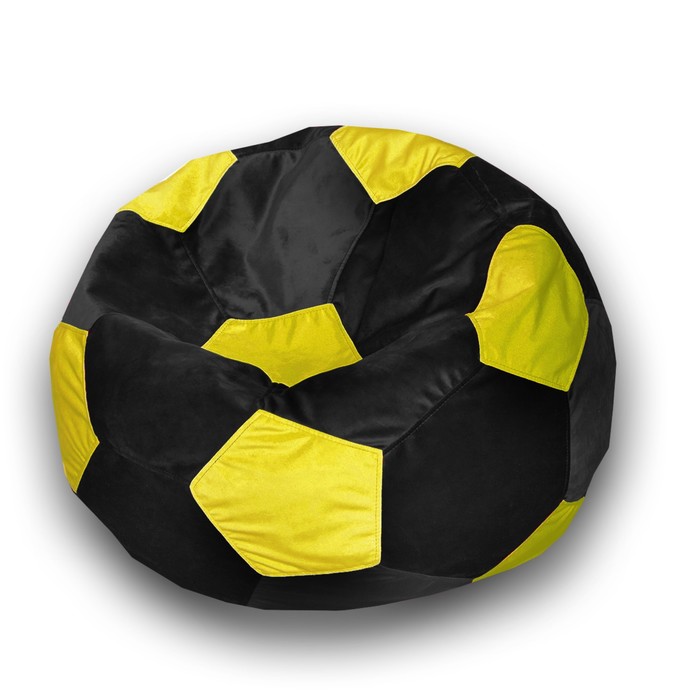 Кресло-мешок «Мяч», размер 100 см, см, велюр, цвет чёрный, жёлтый