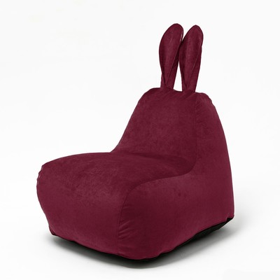 Кресло-мешок «Зайчик», размер 80x90 см велюр, цвет бордовый