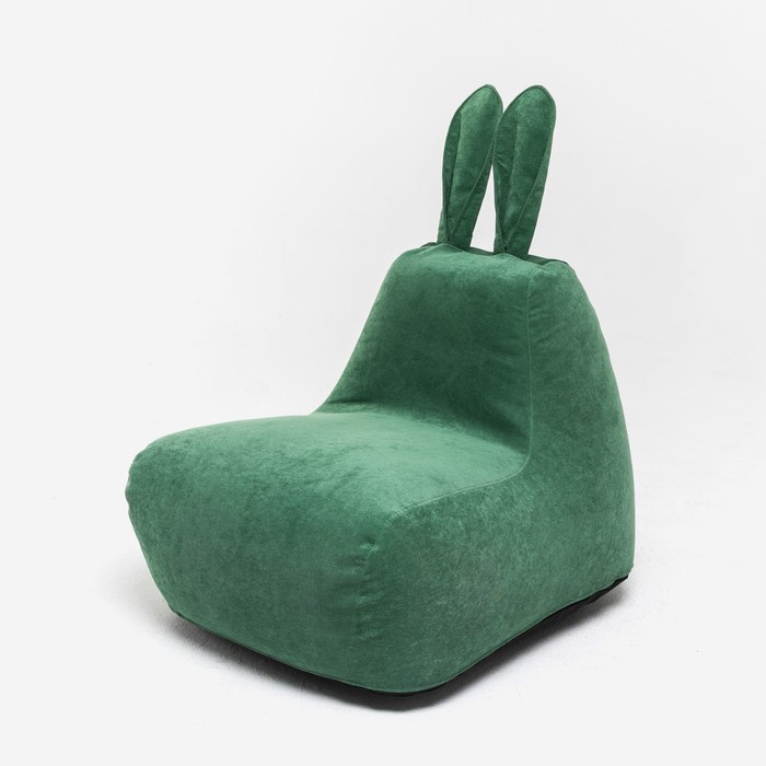 Кресло-мешок «Зайчик», размер 80x90 см велюр, цвет зелёный