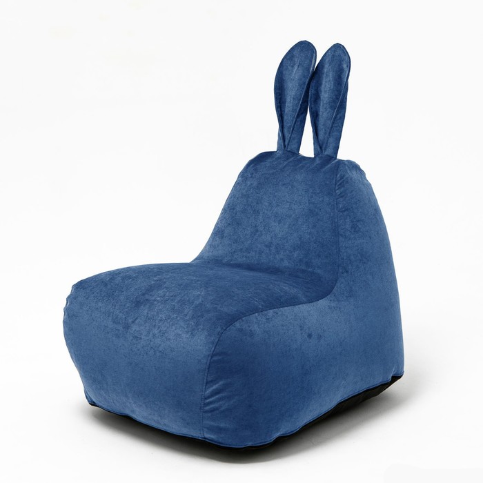Кресло-мешок «Зайчик», размер 80x90 см велюр, цвет синий