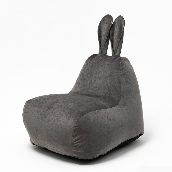 Кресло-мешок «Зайчик», размер 80x90 см велюр, цвет тёмно-серый