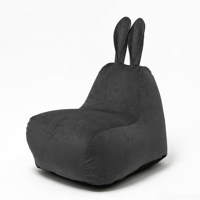Кресло-мешок «Зайчик», размер 80x90 см велюр, цвет чёрный