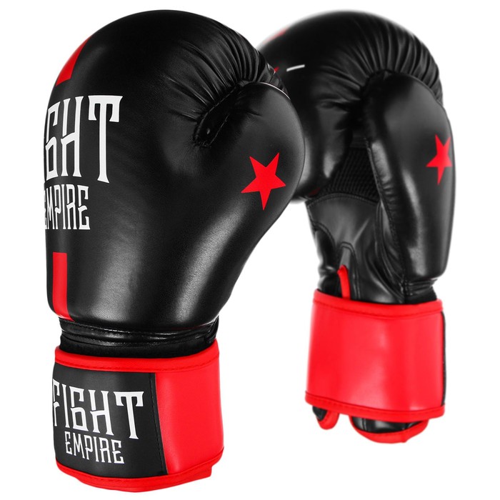 Перчатки боксёрские соревновательные FIGHT EMPIRE, 10 унций, цвет чёрный/красный, уценка - Фото 1