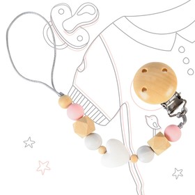Держатель для соски - пустышки «Baby of nature», силиконовый, цвет бежевый/розовый