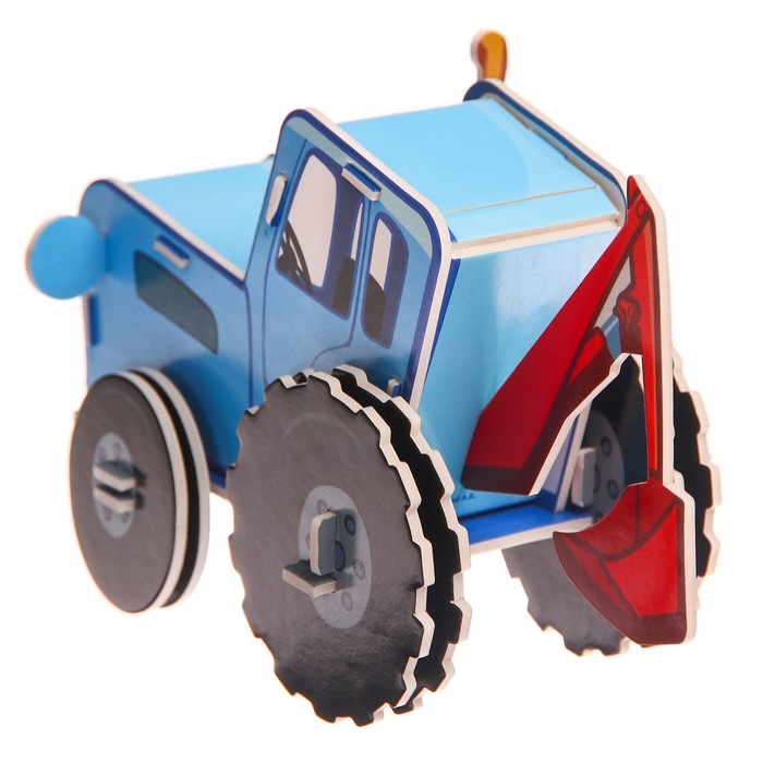 3D конструктор из пенокартона, Синий трактор, 2 листа - фото 1926475258