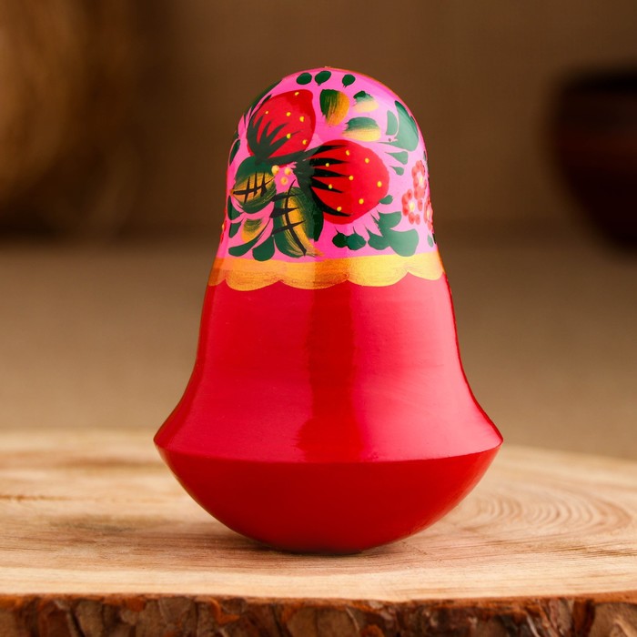 Неваляшка "Девочка с ягодкой" 11см, ручная роспись 55751