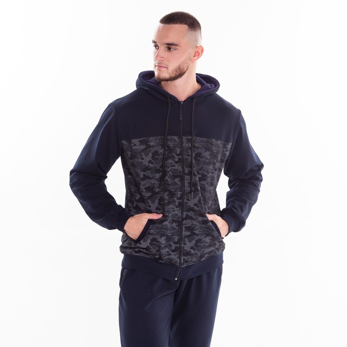 Костюм мужской (толстовка/брюки), цвет тёмно-синий, размер 54 55754