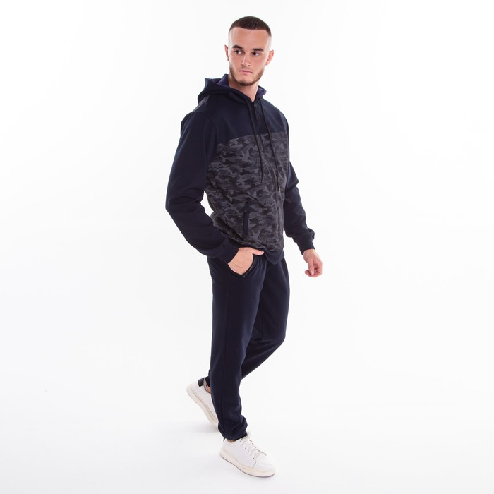 Костюм мужской (толстовка/брюки), цвет тёмно-синий, размер 54 55754