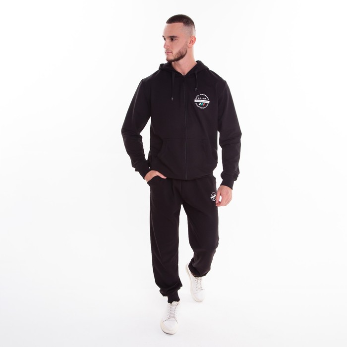 Костюм мужской (толстовка/брюки), цвет чёрный, размер 50 55757