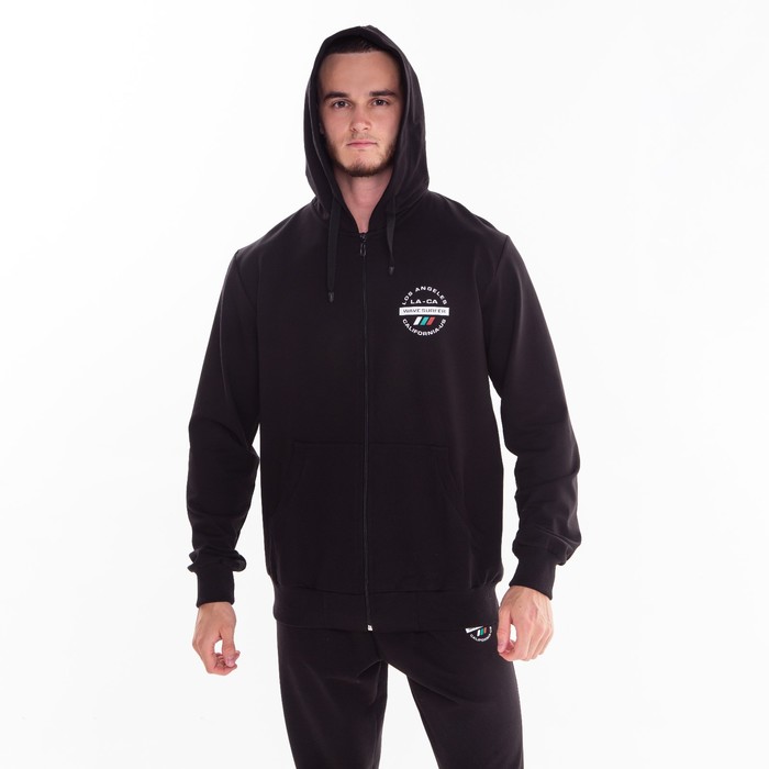 Костюм мужской (толстовка/брюки), цвет чёрный, размер 50 55757