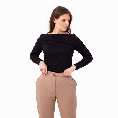 Лонгслив женский MINAKU: Basic line, чёрный, размер 48