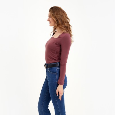 Лонгслив женский MINAKU: Basic line, бордовый, размер 42