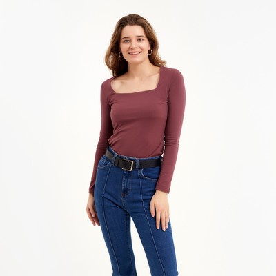 Лонгслив женский MINAKU: Basic line, бордовый, размер 46