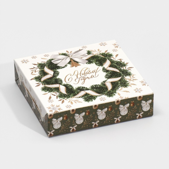 Коробка складная «Новогодний шик», 14 × 14 × 3.5 см - Фото 1