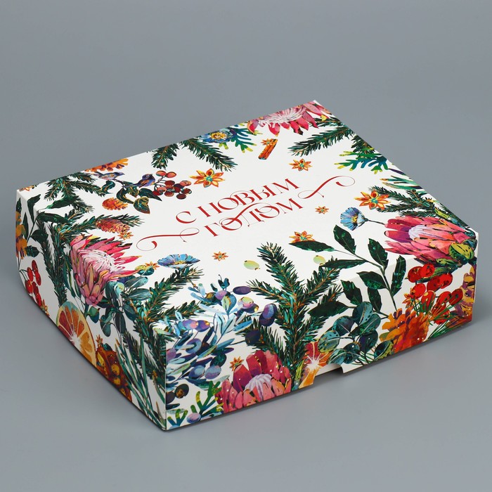 Коробка для кондитерских изделий  «Новогодняя ботаника», 17 × 20 × 6 см - Фото 1