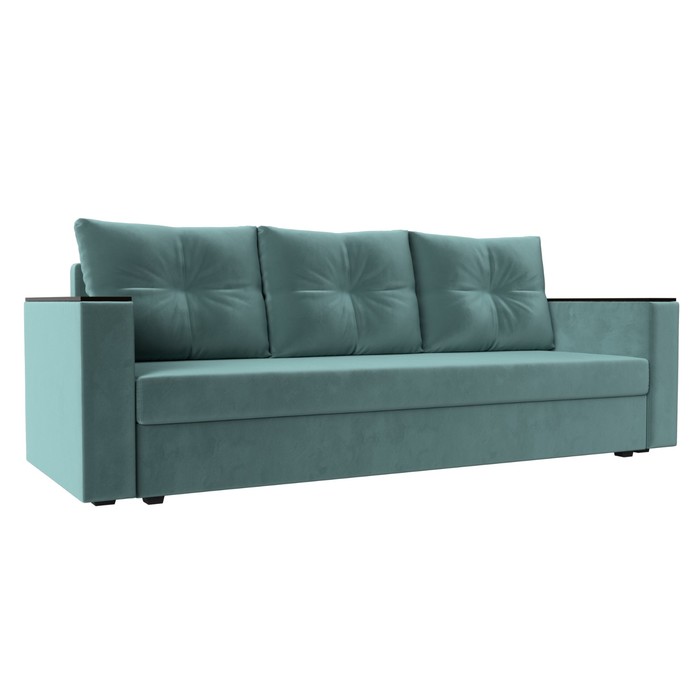 Диван прямой «Атланта лайт», без стола, еврокнижка, велюр, цвет бирюзовый
