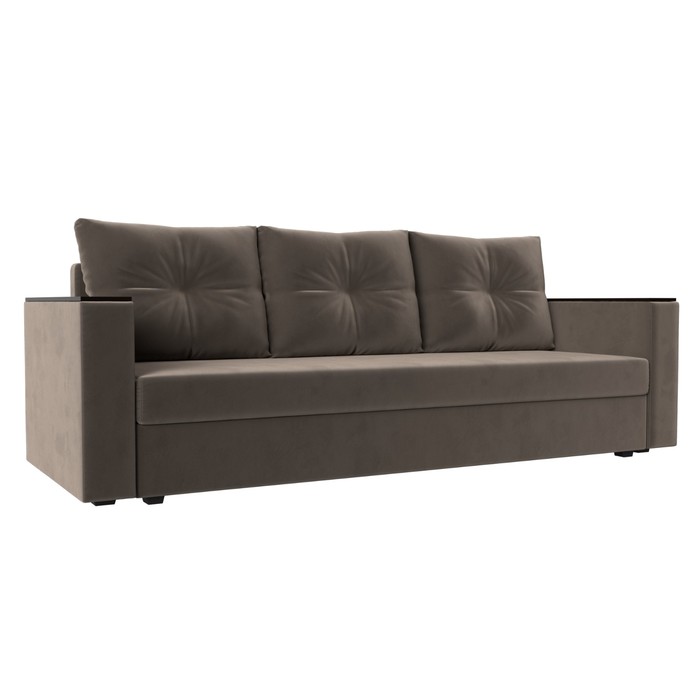 Диван прямой «Атланта лайт», без стола, еврокнижка, велюр, цвет коричневый